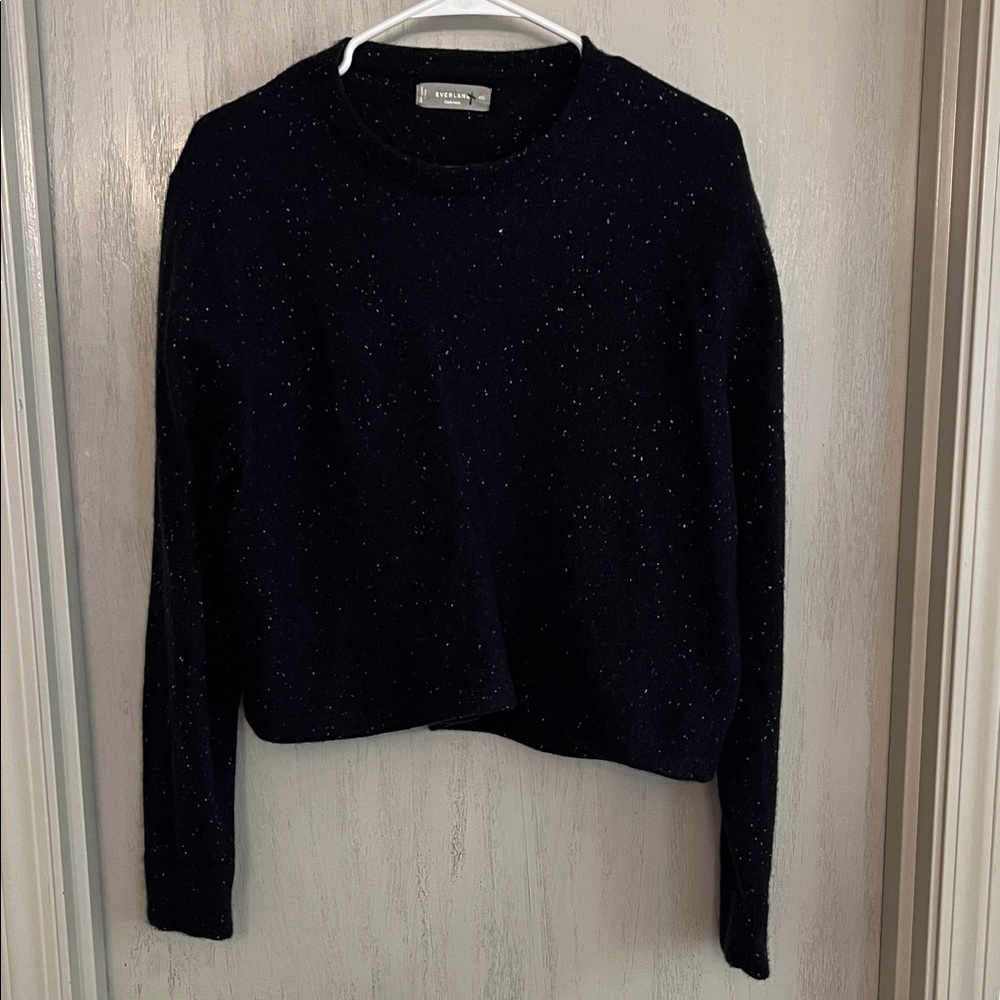 100% Cashmere | Black & White Fleck Crewneck Sweater